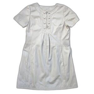 Lamb LEATHER Ecru-Beige Bruuns Bazaar Mini Dress with Pockets, Sz. 8 /10